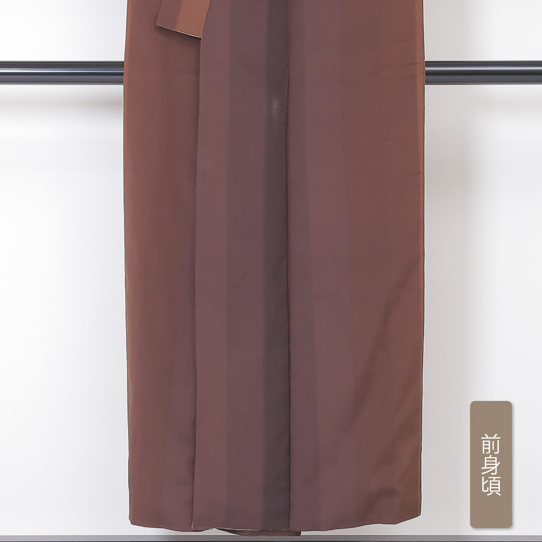 小紋 袷 身丈148cm 裄63cm 茶系 縞 正絹 Bランク 1215-01829-4114