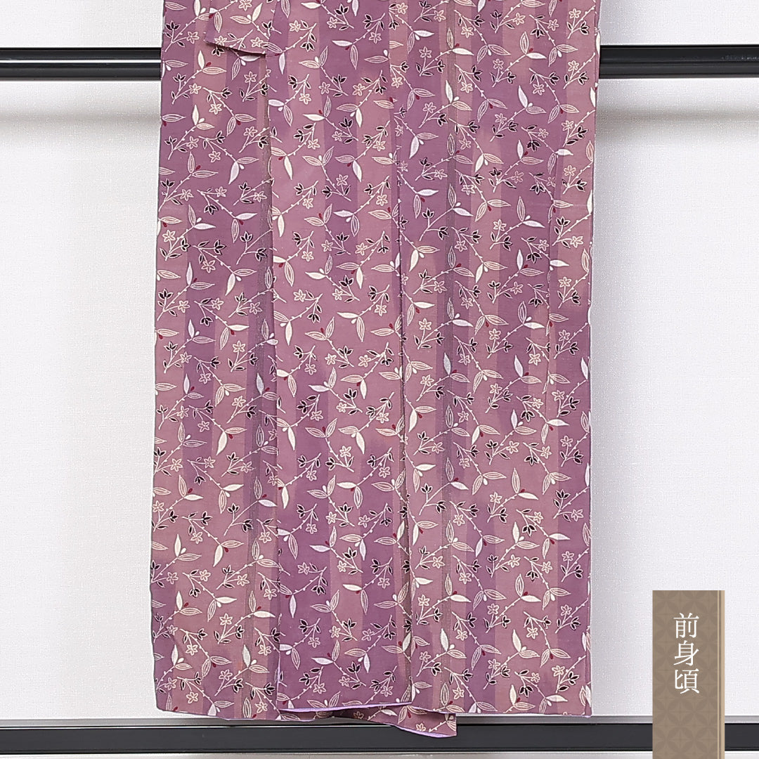 アンティーク 小紋 袷 身丈149cm 裄62.5cm 正絹 銀糸 紫系 Aランク 1215-02441