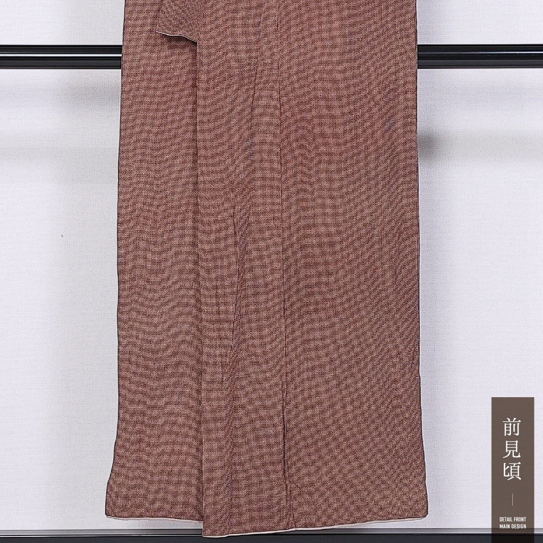 アンティーク 江戸小紋 (角通し) 袷 身丈148cm 裄丈61cm 正絹 Bランク バチ衿 XSサイズ 茶系 HP 1220-11011