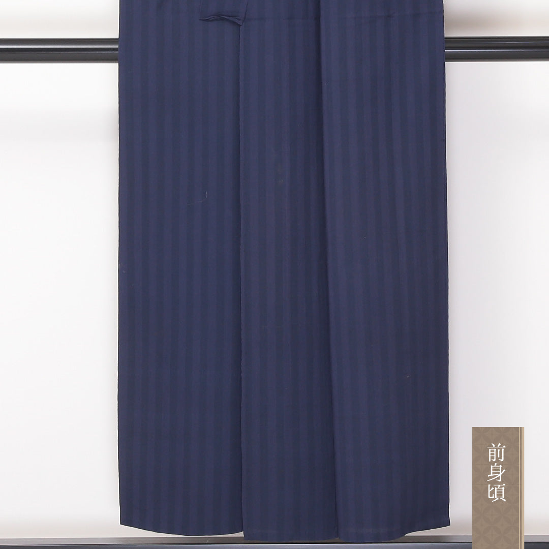 夏物 小紋 紗 身丈150cm 裄丈62cm 正絹 Cランク インフォーマル バチ衿 Sサイズ 縞 紫系 LP 1221-02161