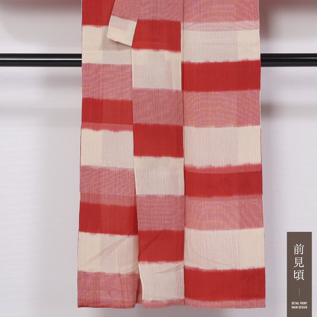 アンティーク 紬 身丈146cm 裄丈62.5cm XS 麻 Cランク 単衣 洗える着物 バチ衿 四角繋ぎ 1216-11422