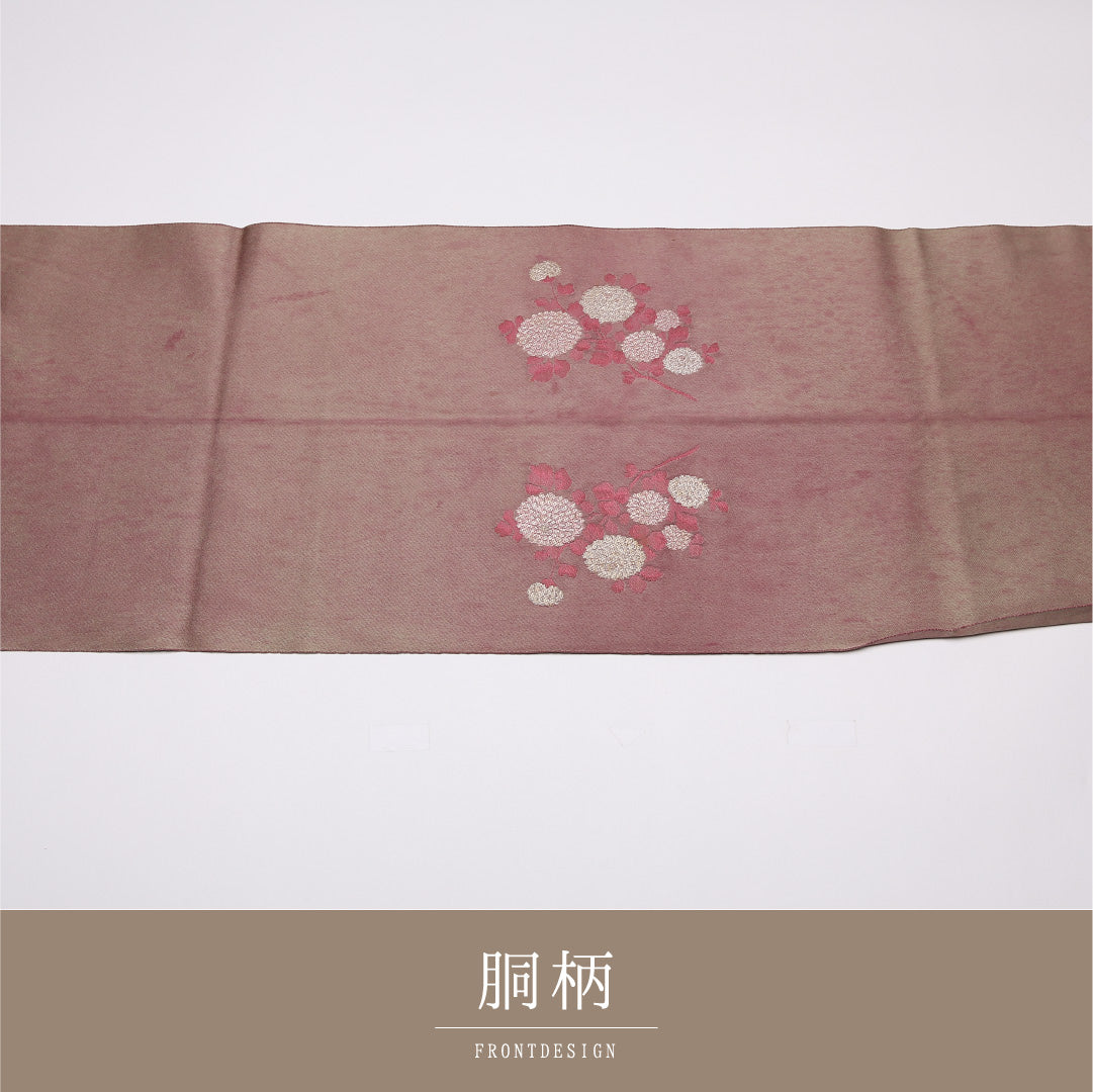 八寸名古屋帯 Aランク 帯丈326cm 正絹 ポイント柄 松葉仕立て 織り インフォーマル 菊 ピンク系 RP 1245-01489