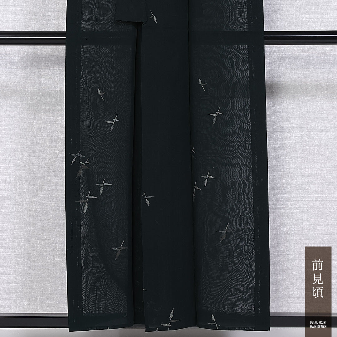 夏物 紬 夏紬 身丈152.5cm 裄丈64cm Aランク 正絹 バチ衿 Sサイズ カジュアル 植物柄 創作 緑系 シック 落ち着き 1216-11296