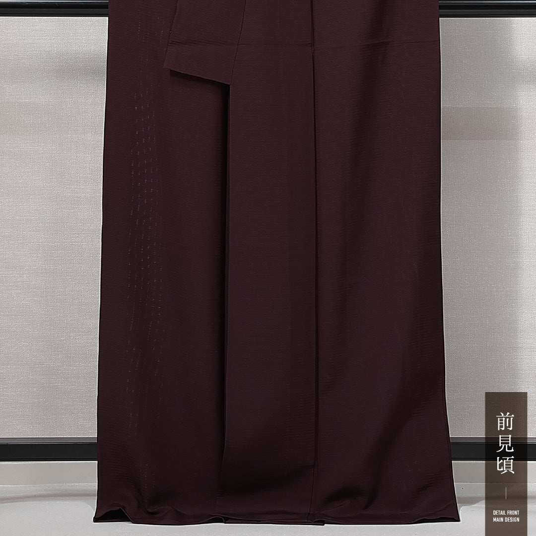色無地 夏物 絽 身丈169cm 裄丈65cm 正絹 Sランク XLサイズ 広衿 一つ紋(五三桐) セミフォーマル 無地 赤系 茶系 1214-14939