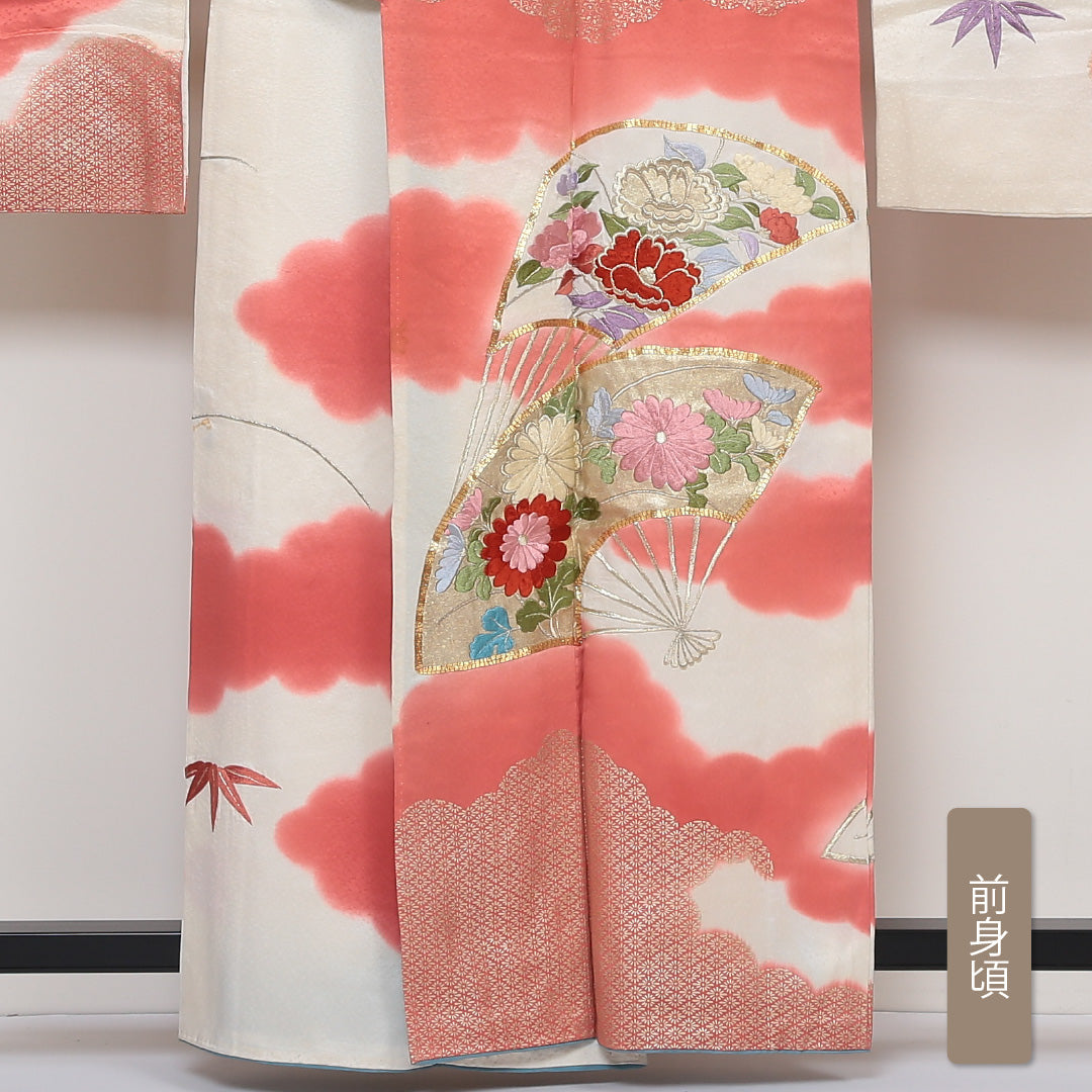 振袖 身丈160cm 裄丈64.5cm Cランク 袷 正絹 広衿 金駒刺繍 唐織 刺繍 1213-F0048