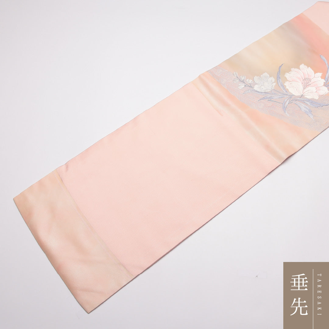 未使用品 九寸名古屋帯 Nランク 帯丈357cm 正絹 ポイント柄 名古屋仕立て 織り セミフォーマル 芙蓉 ピンク系 RP 1245-01835