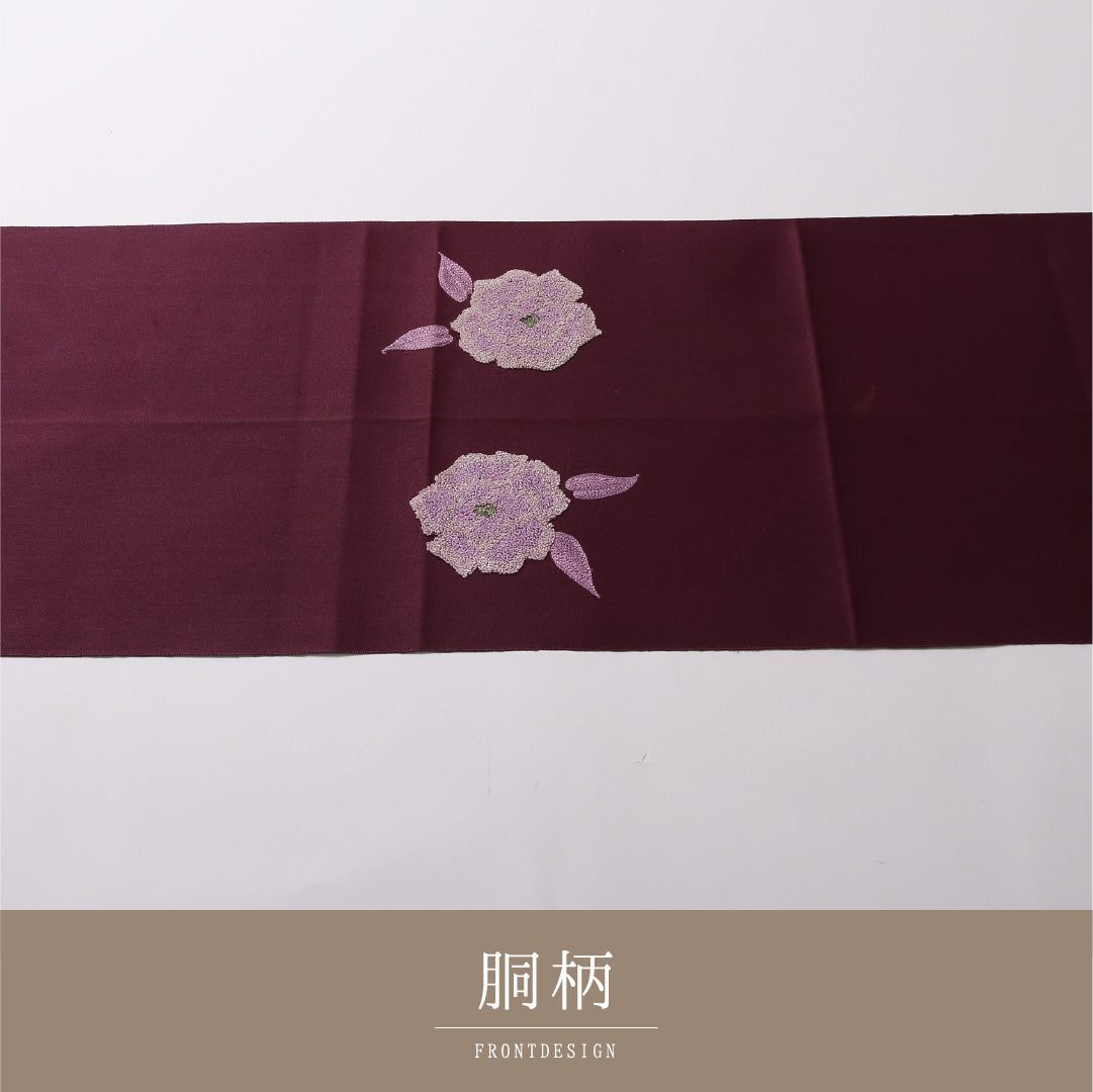 八寸名古屋帯 Aランク 帯丈348cm 正絹 ポイント柄 松葉仕立て 織り インフォーマル 花柄 紫系 RP 1245-02890