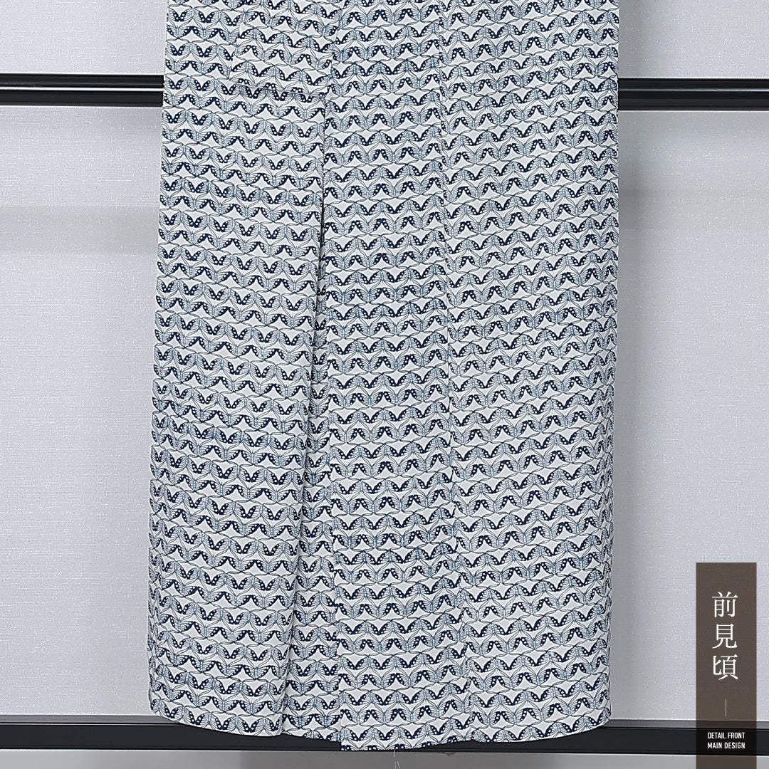 小紋 身丈149cm 裄丈62cm Sランク XS 正絹 単衣 広衿 蝶 カジュアル グレー系 1215-12224