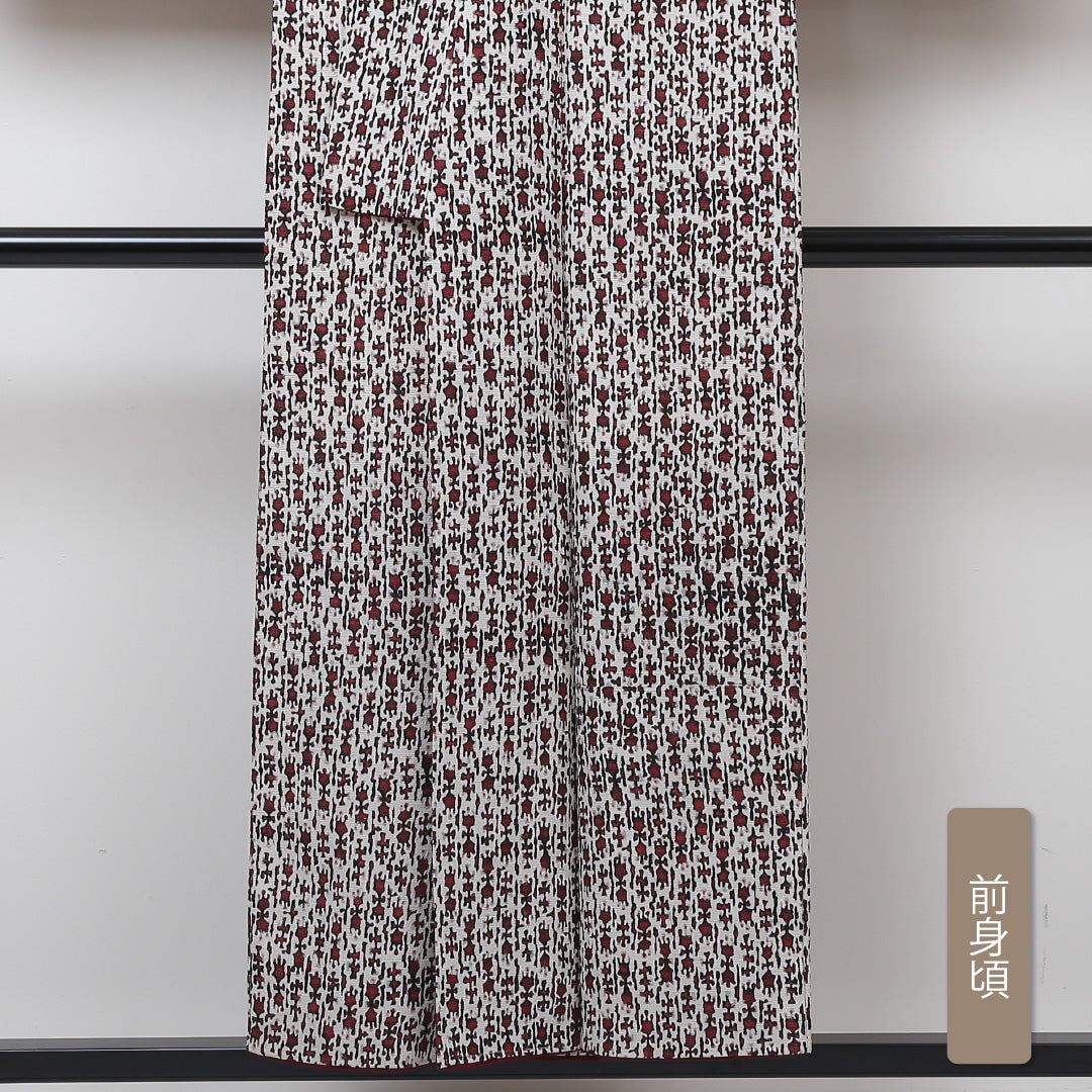 小紋 袷 身丈152cm 裄65.5cm 白系 正絹 Aランク 1215013253211
