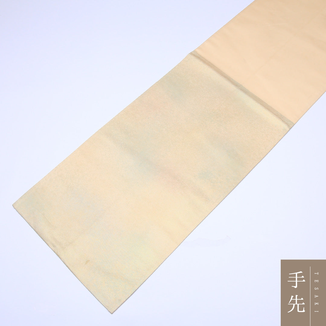 袋帯 帯丈430cm ポイント柄 吉祥文様 古典柄 家紋柄 フォーマル クリーム系 正絹 Aランク 1223-00079