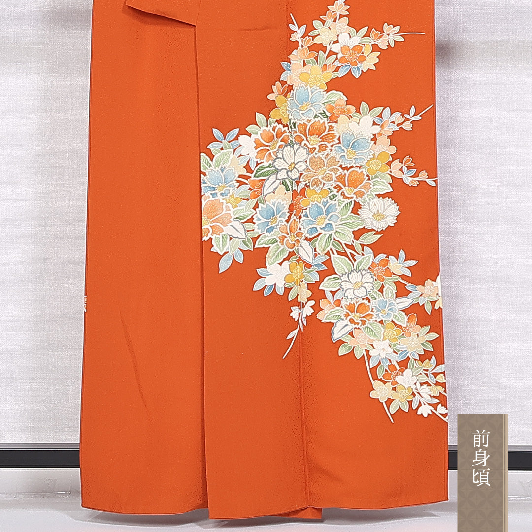 訪問着 身丈159cm 裄丈62.5cm 正絹 Aランク 袷 広衿 友禅 牡丹 桜 1212-10373