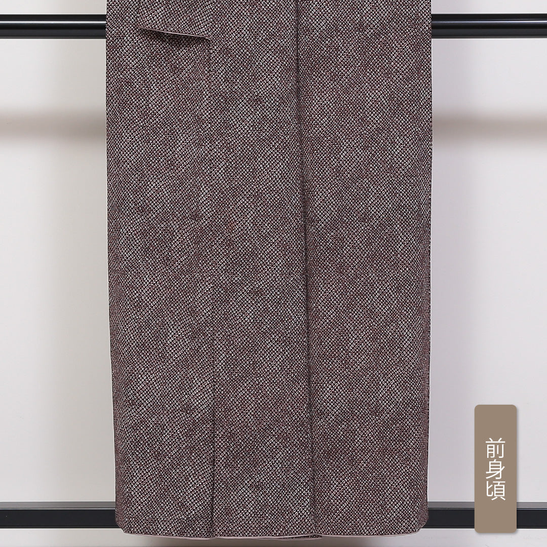 小紋 袷 身丈154cm 裄丈62cm 正絹 Bランク インフォーマル 広衿 Sサイズ ぼかし染 鹿の子柄 茶系 HP 1221-01780