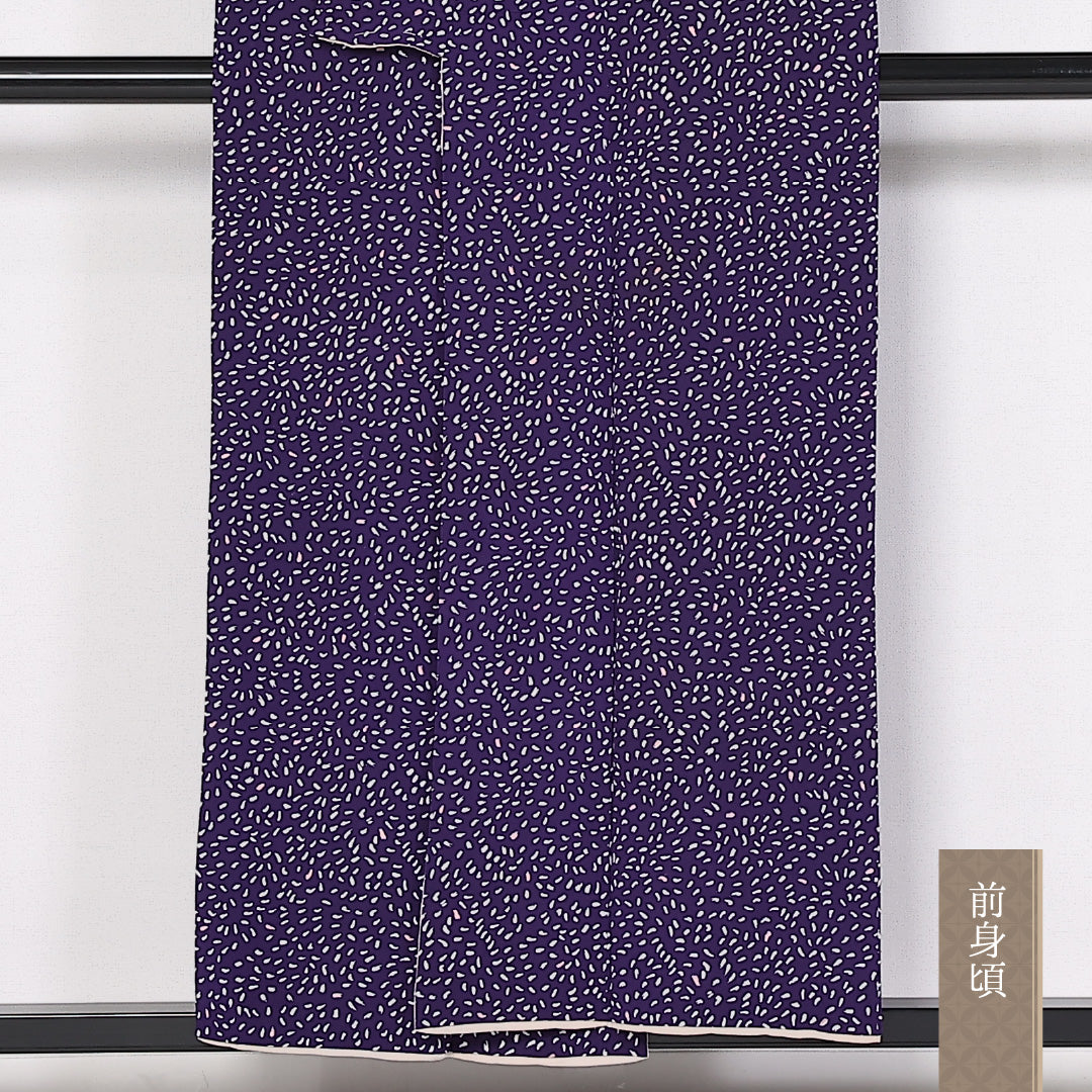 アンティーク 小紋 袷 身丈154cm 裄64.5cm 正絹 紫系 Aランク 1215-02454