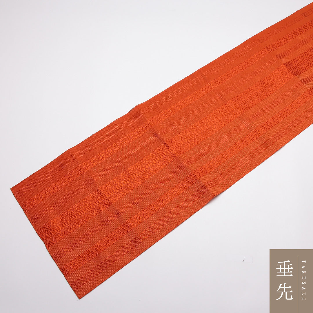 博多織 夏物 名古屋帯 帯丈351cm Sランク 名古屋仕立て 全通 正絹 献上柄 セミフォーマル 朱系 1224-01844