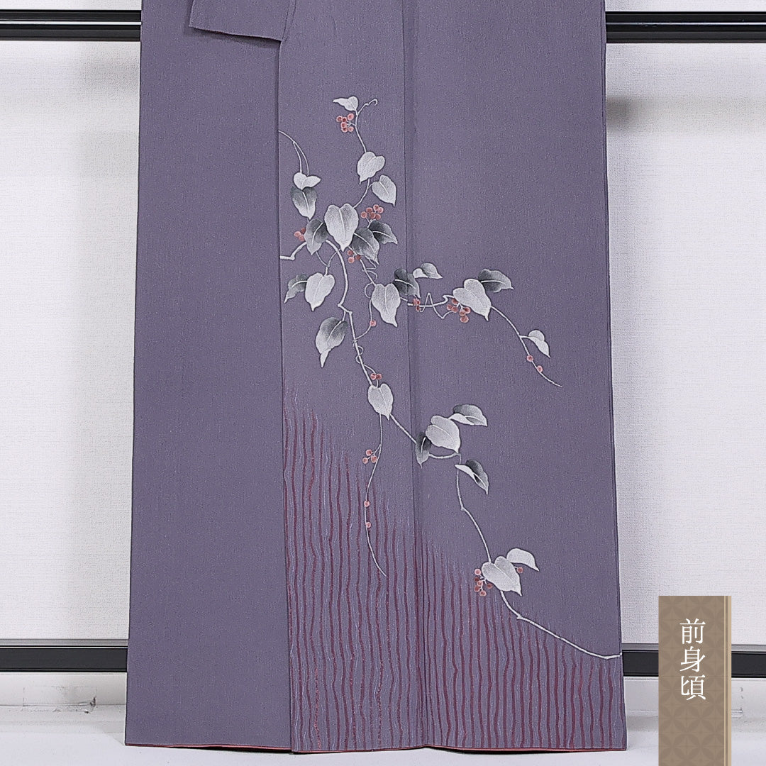 訪問着 身丈162cm 裄丈66cm L 正絹 Aランク 袷 広衿 作家物 葡萄 落款 1212-10841
