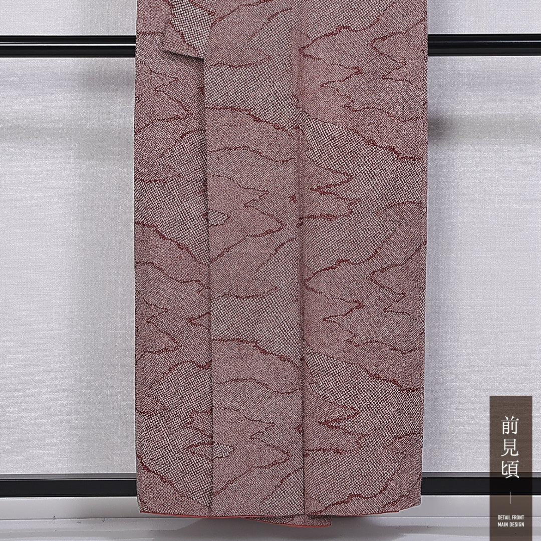 小紋 身丈151cm 裄丈63cm M 正絹 Cランク 袷 バチ衿 鹿の子柄 1215-11246