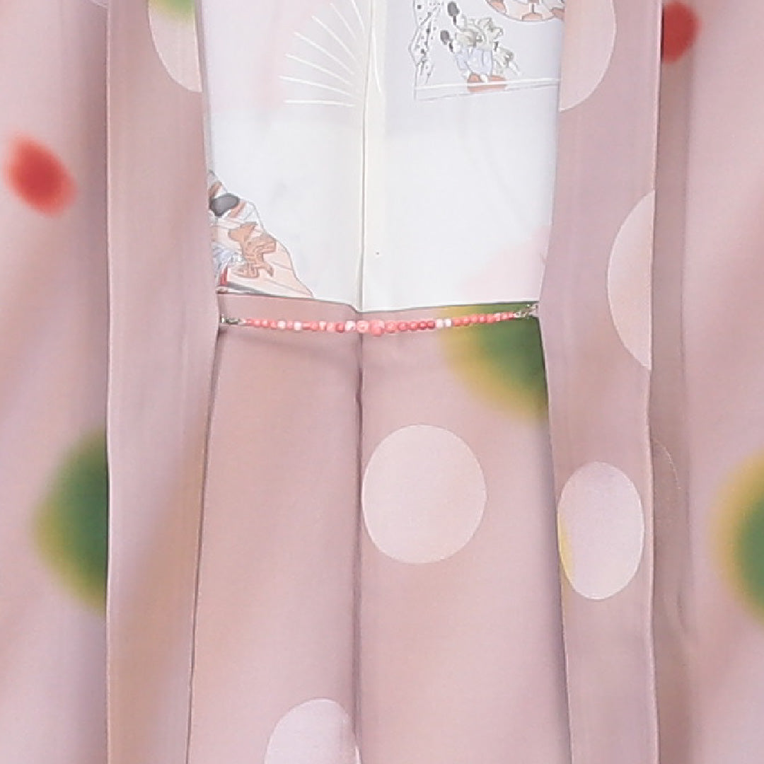羽織 袷 身丈79cm 裄丈65cm 正絹 Sランク カジュアル Mサイズ 紐あり 水玉 ピンク系 RP 1232-05840