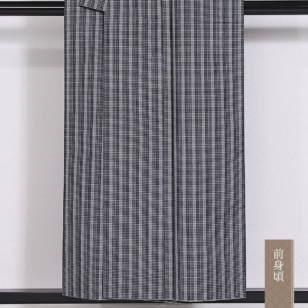 大島紬 胴抜き 身丈152cm 裄61cm 正絹 縞 グレー系 Sランク 1216-01458