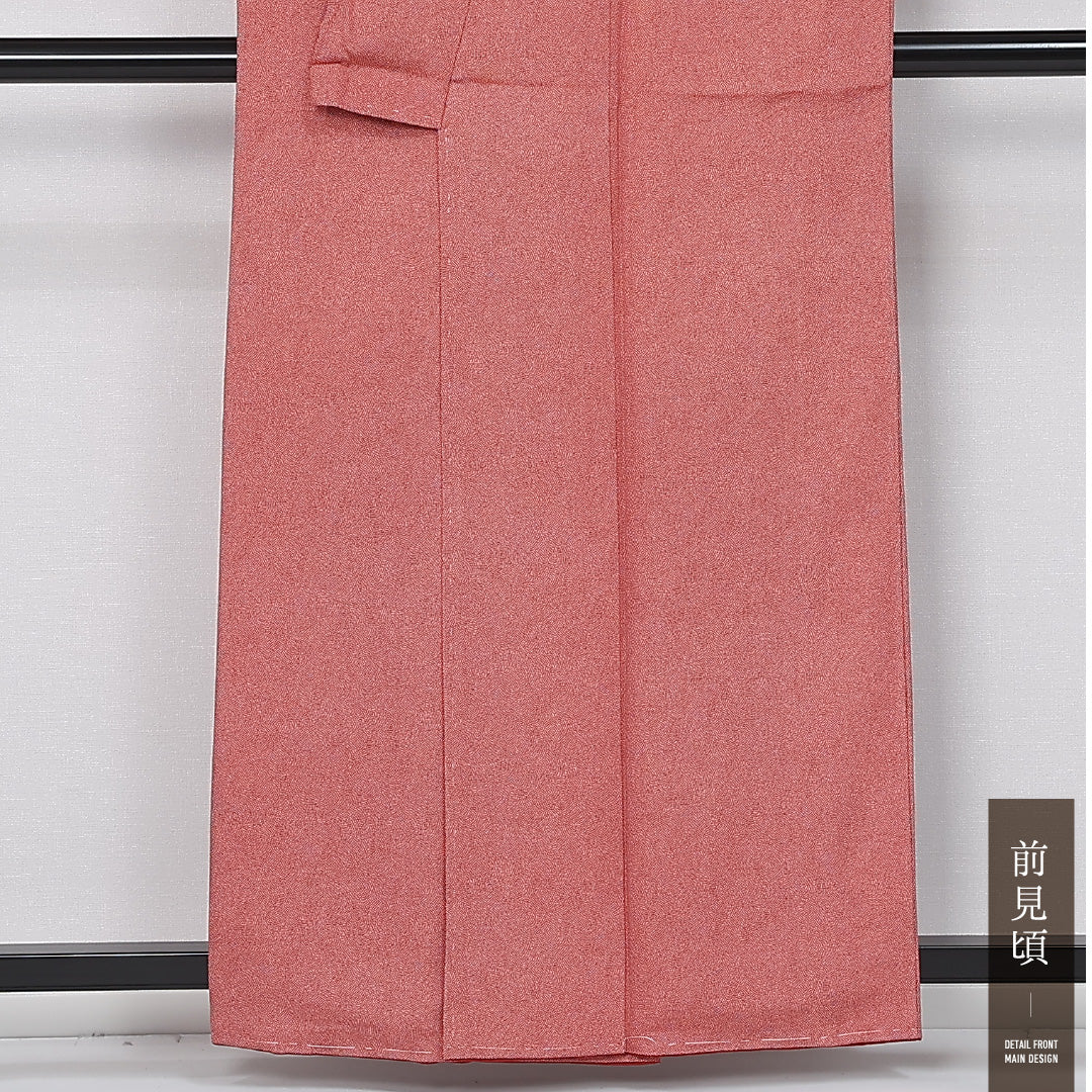 江戸小紋 身丈158cm 裄丈66.5cm Sランク M 正絹 袷 広衿 鮫 セミフォーマル 赤系 1262-12014