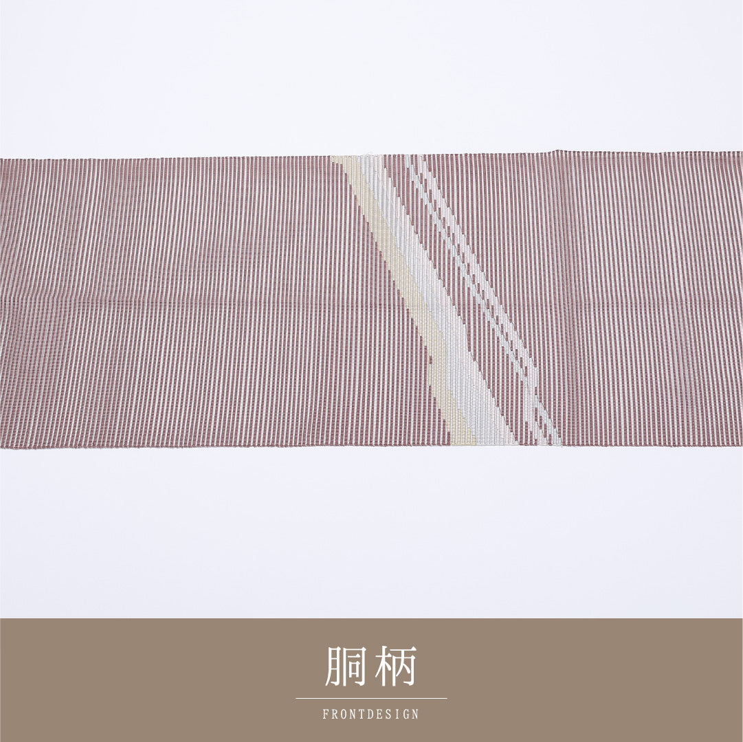 八寸名古屋帯 (夏帯) Sランク 帯丈400cm 正絹 ポイント柄 松葉仕立て 織り カジュアル 創作柄 紫系 RP 1245-01425