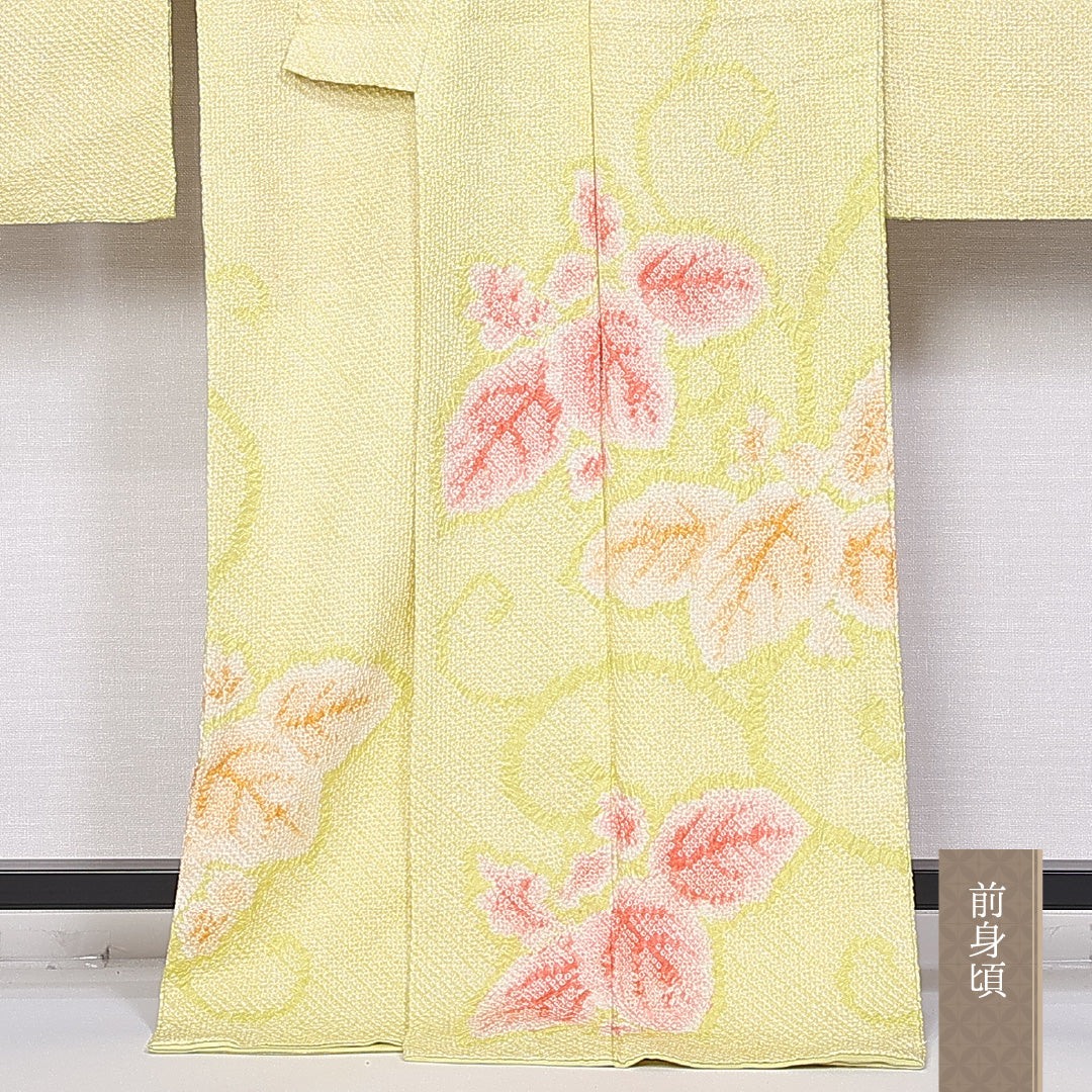振袖 身丈171cm 裄丈64.5cm 袷 正絹 Aランク 広衿 総絞り 唐草 1213-F0369