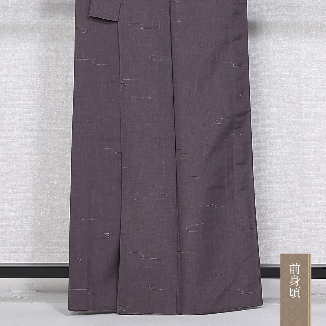 紬 胴抜き 身丈161cm 裄丈63cm 正絹 Bランク カジュアル バチ衿 Lサイズ 創作柄 紫系 HP 1223-10514