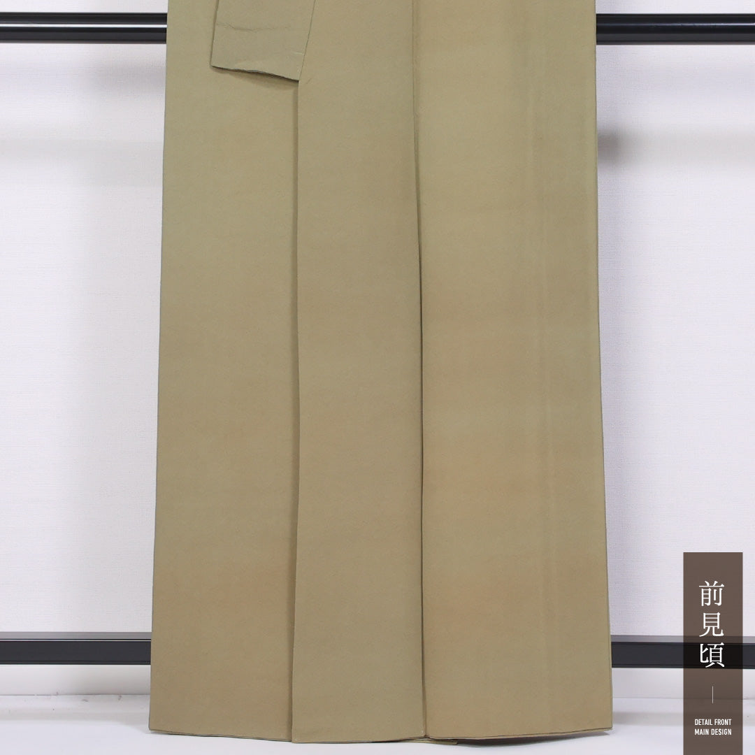 色無地 袷 身丈161cm 裄丈66cm 正絹 Bランク インフォーマル 広衿 Lサイズ 無地 茶系 RP 1219-11437