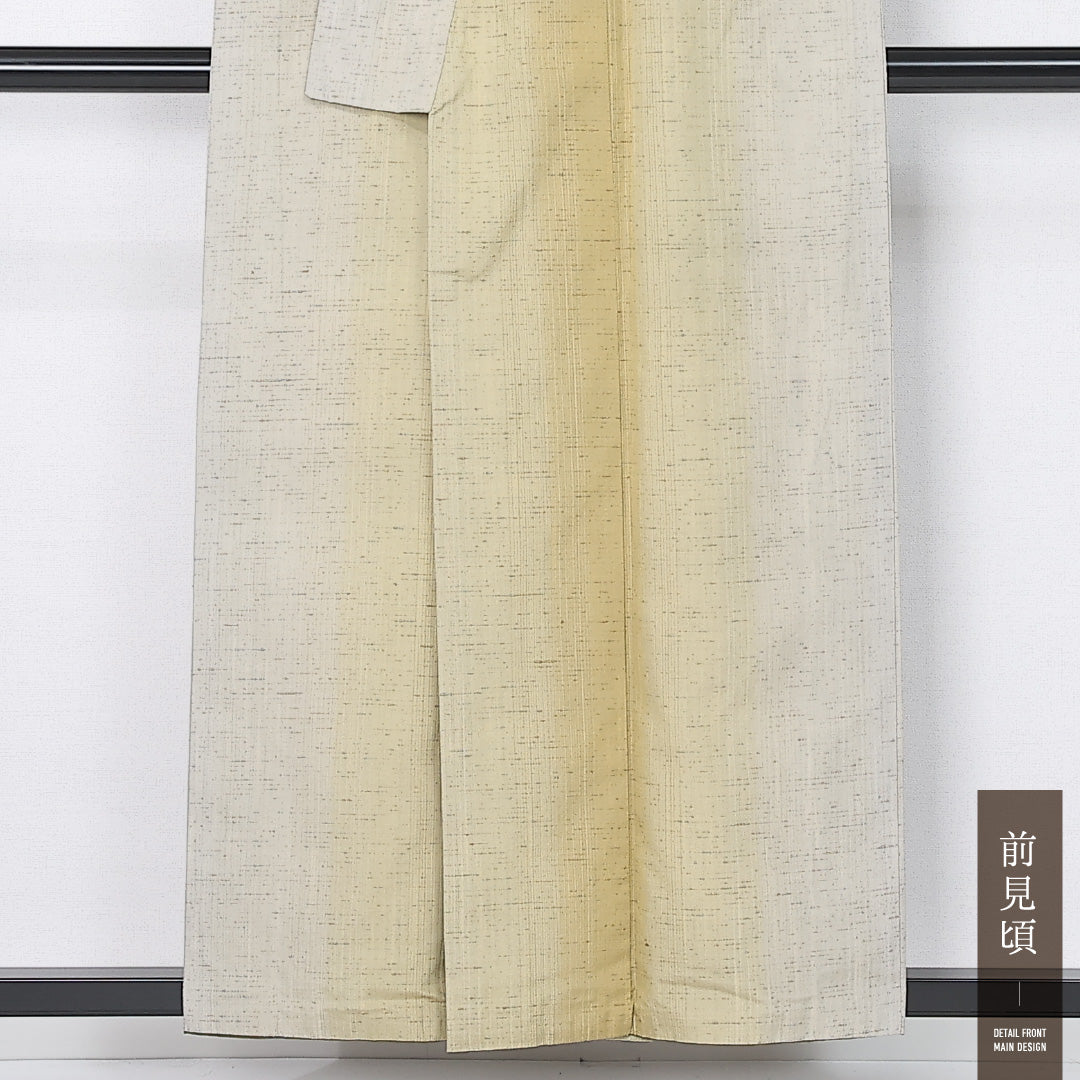信州紬 胴抜き 身丈155cm 裄丈63cm 正絹 Bランク カジュアル 広衿 Mサイズ 黄系 HP 1223-12189