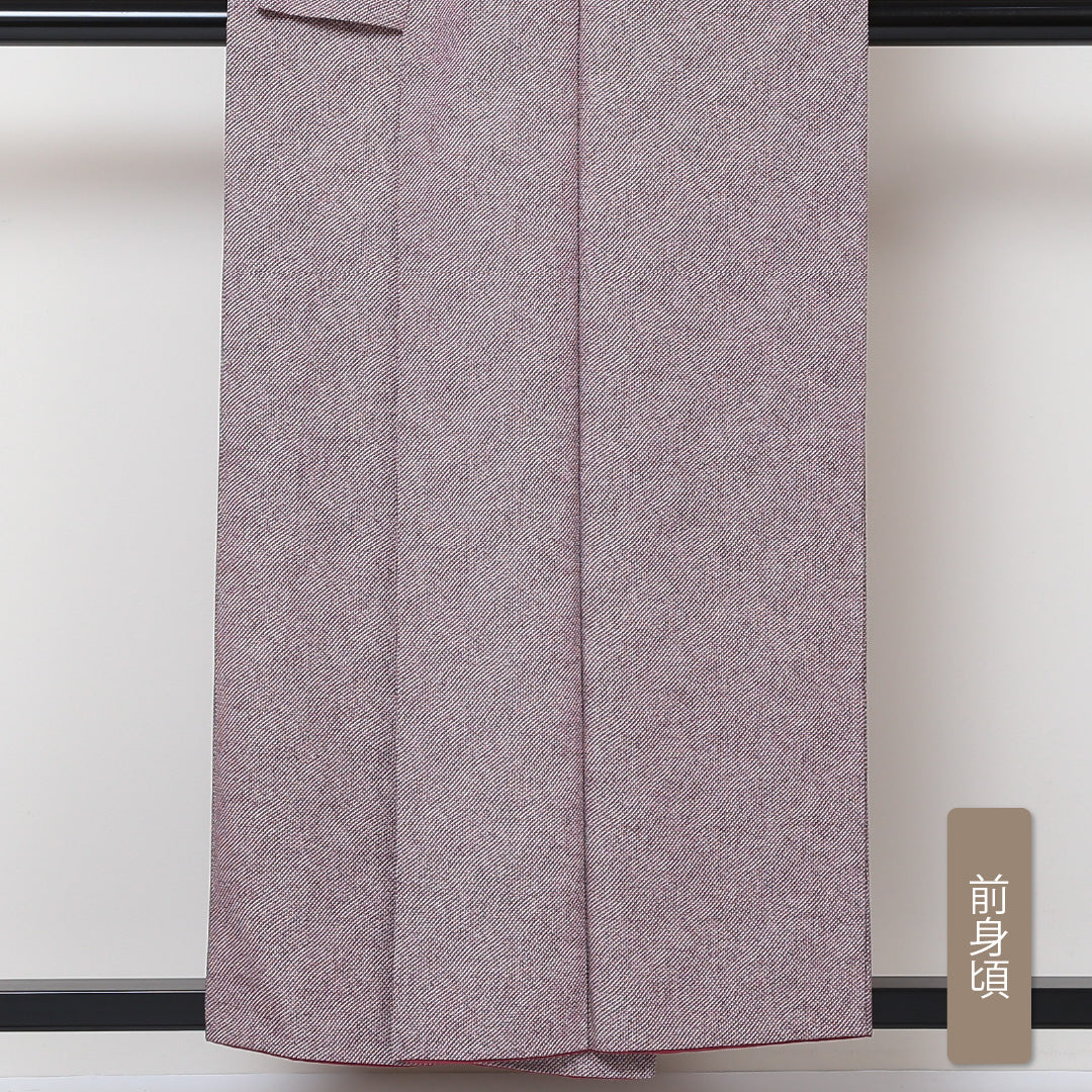 小紋 袷 身丈154cm 裄丈64cm 正絹 Sランク インフォーマル 広衿 Sサイズ 鹿の子柄 紫系 RP 1221-01597
