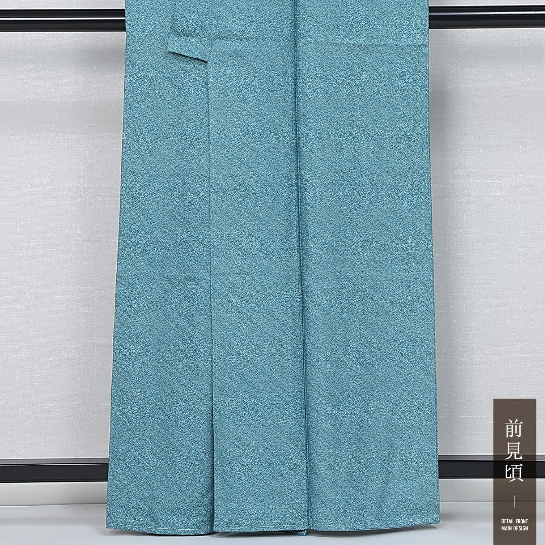 江戸小紋 身丈160cm 裄丈64.5cm Sランク L 正絹 袷 バチ衿 カジュアル 水色系 1262-12030