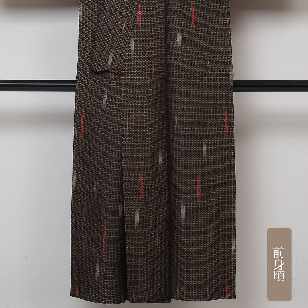 紬 夏紬 身丈146cm 裄62.5cm 正絹 茶系 Bランク 居敷当て 1216-00495-4114 1216-00495
