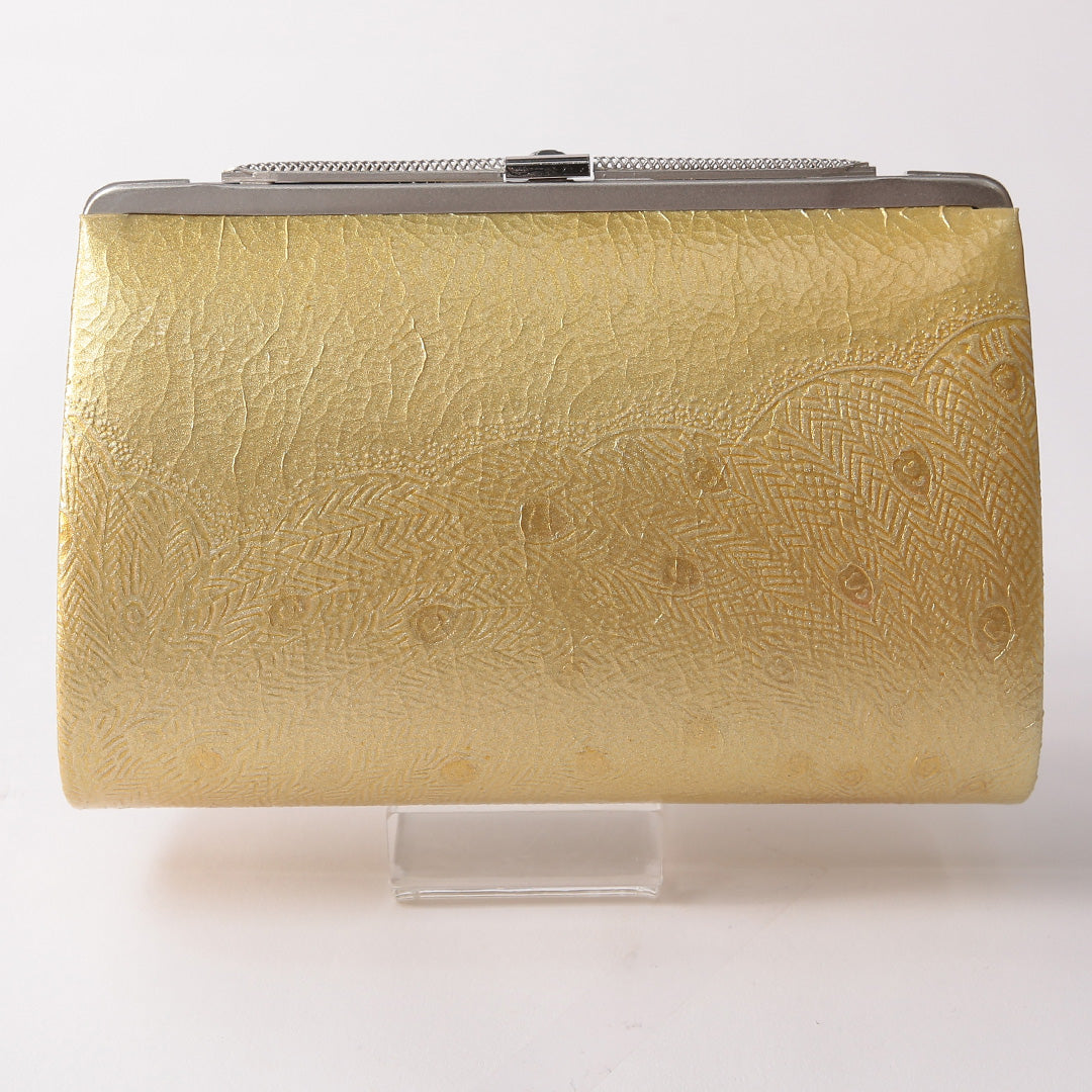 新古品 草履・バッグセット Nランク 礼装用 正絹 本革 共箱 和装小物 金系 1241-01000
