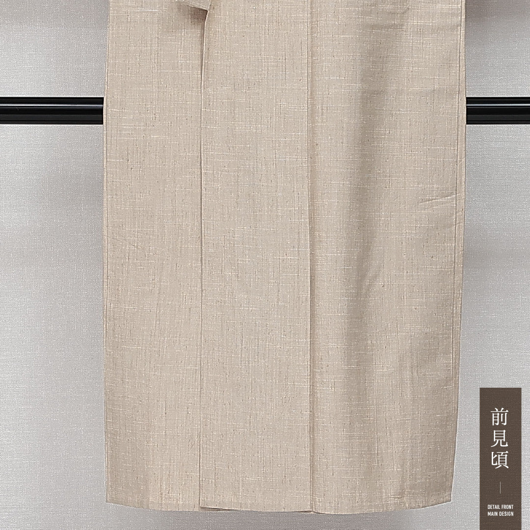 上田紬 袷 身丈134cm 裄丈65cm 正絹 Aランク カジュアル バチ衿 XSサイズ 無地 クリーム系 RP 1223-14430
