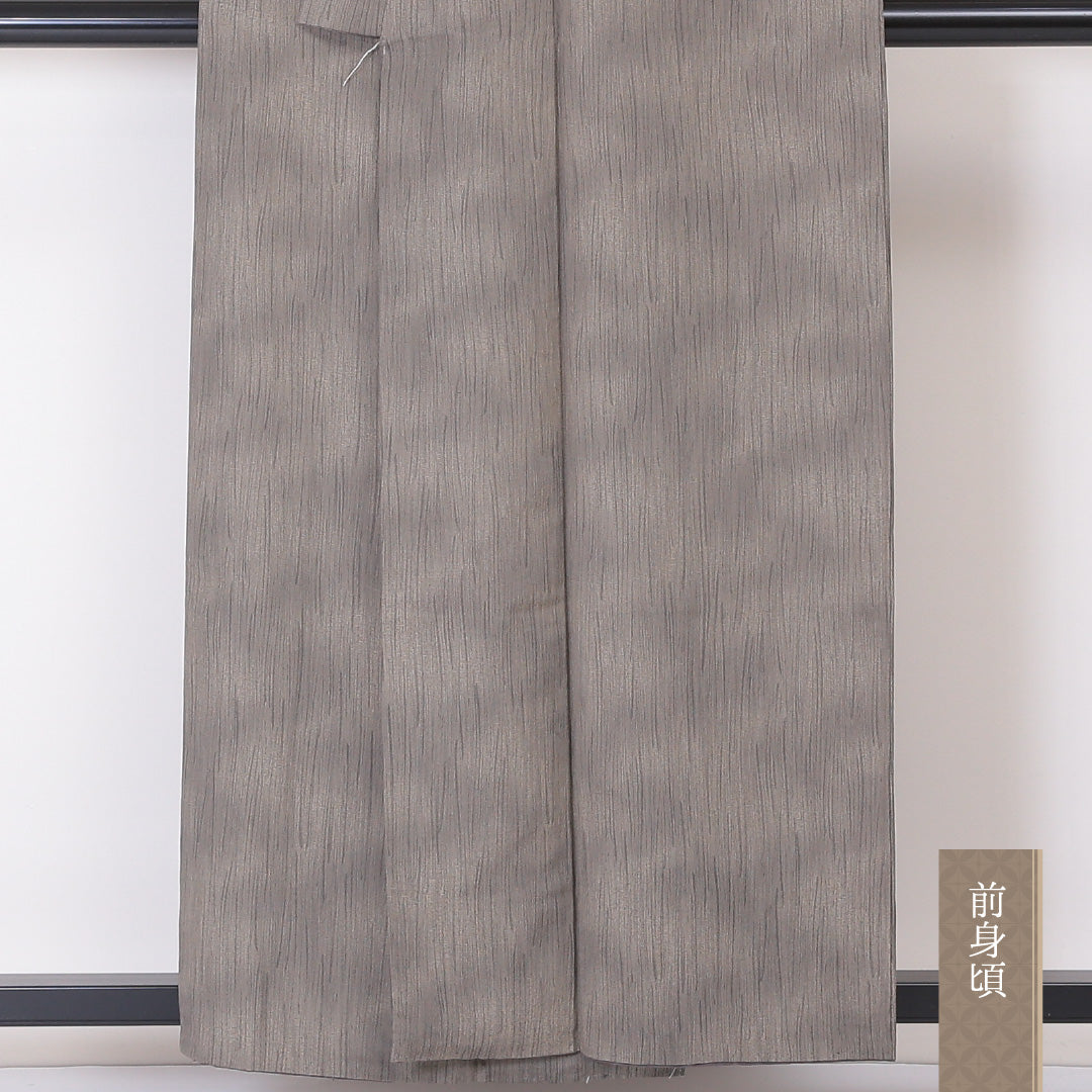 小紋 袷 身丈155cm 裄丈64cm 正絹 Aランク Mサイズ バチ衿 インフォーマル 抽象柄 ぼかし染 グレー系 茶系 1215-02052