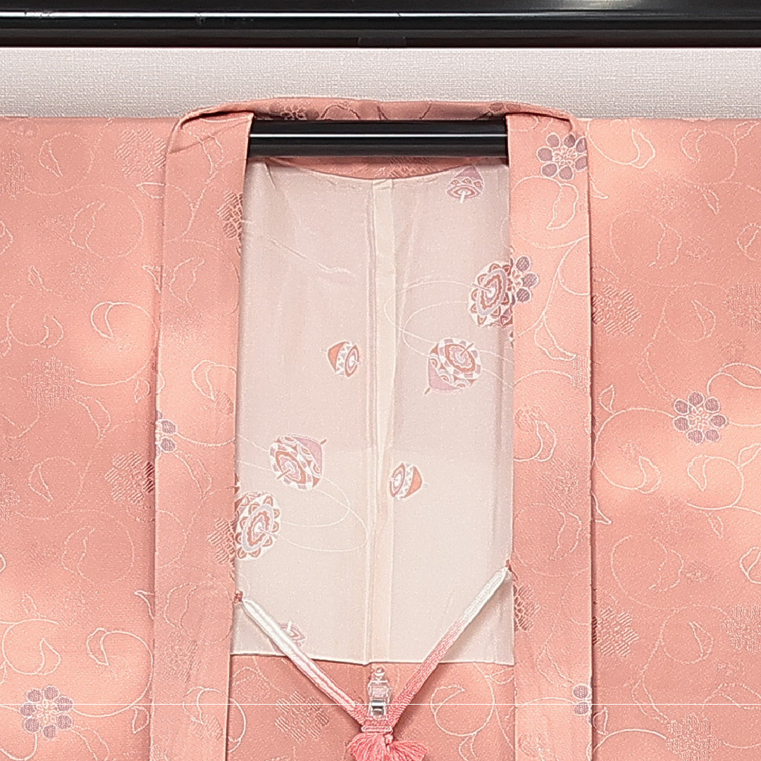 羽織 袷 身丈82cm 裄丈65cm 正絹 Sランク カジュアル Mサイズ ぼかし染 紐あり 唐華 ピンク系 RP 1232-13796