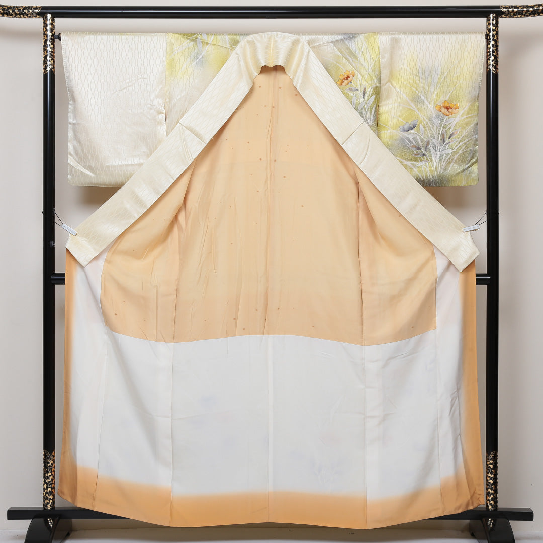 訪問着 袷 身丈160cm 裄65.5cm 正絹 クリーム系 Bランク 立湧 1212002964415