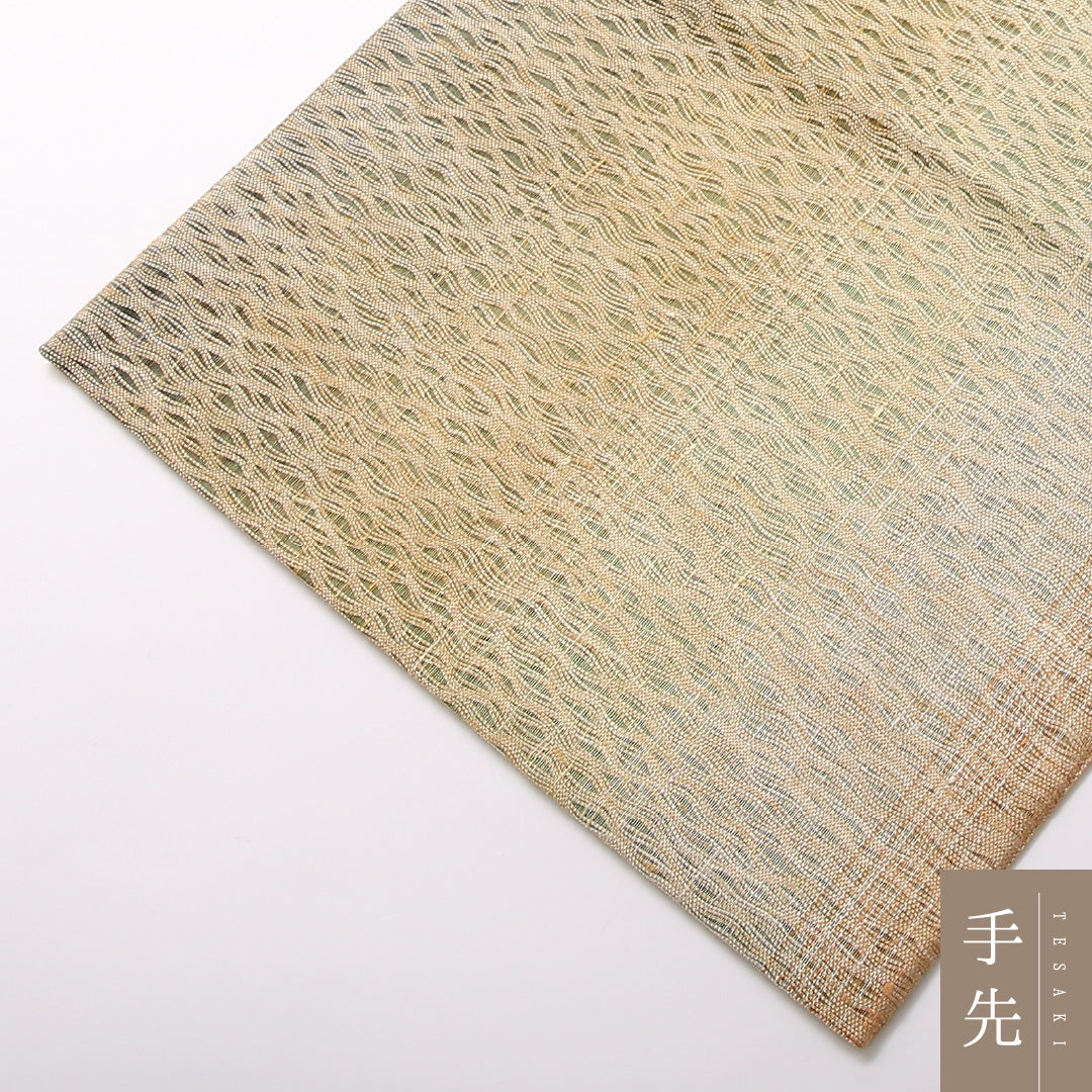 夏物 袋帯 帯丈444cm 正絹 ポイント柄 インフォーマル すくい織 創作柄 ベージュ系 1243-01703