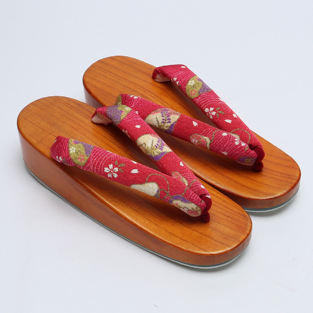 未使用品 夏物 下駄 カジュアル 木製 Sランク 和装小物 茶系 1244-00714