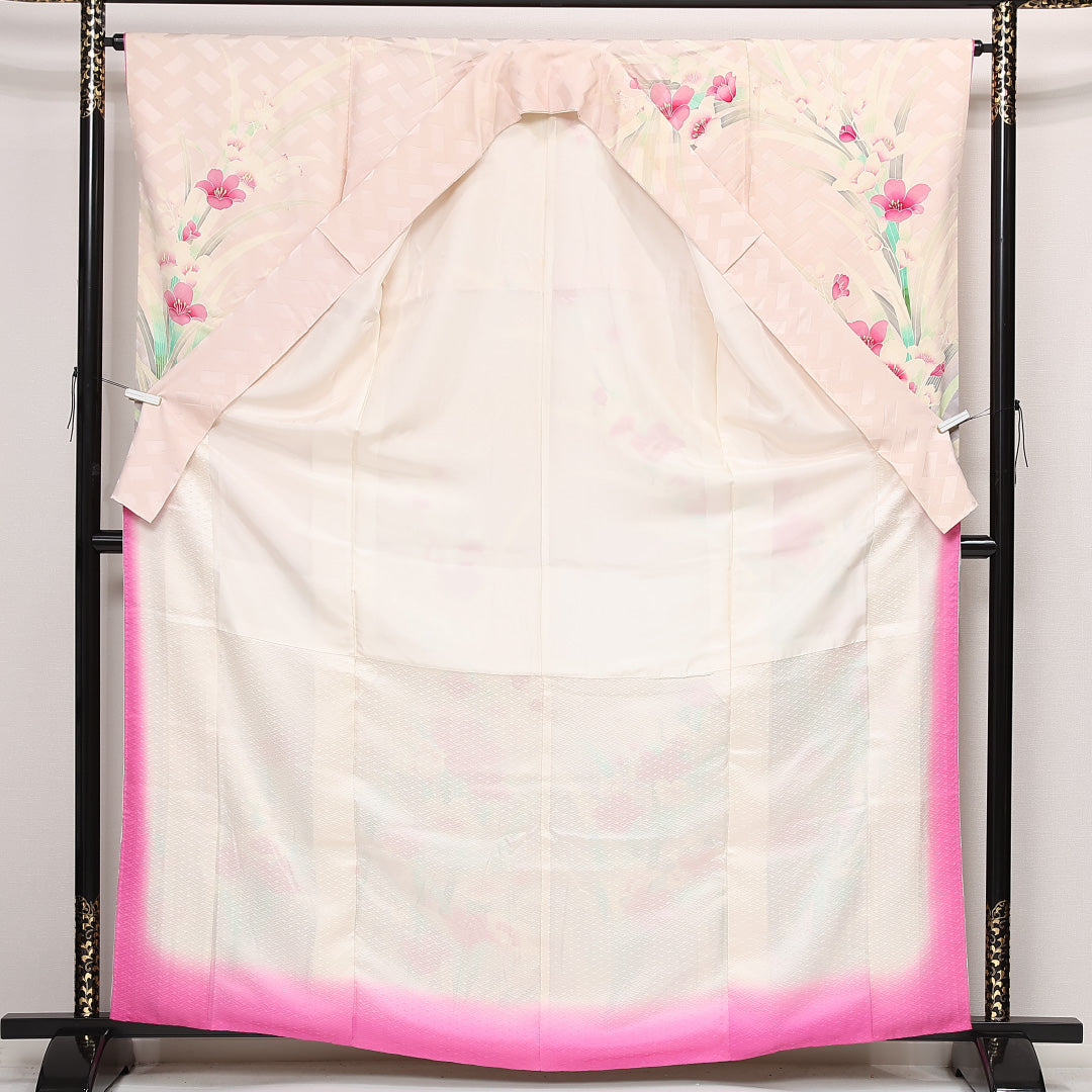 振袖 身丈164cm 裄丈64.5cm Cランク 正絹 袷 広衿 L 花柄 フォーマル 可憐 気品 ピンク系 1213-F0567