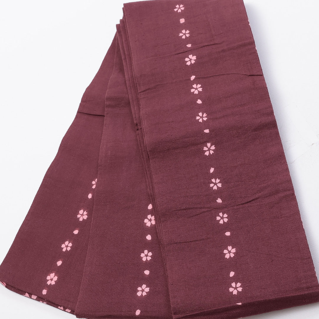 半幅帯 帯丈340cm 全通 小袋帯 小桜 木綿 赤系 Bランク 1225-000241