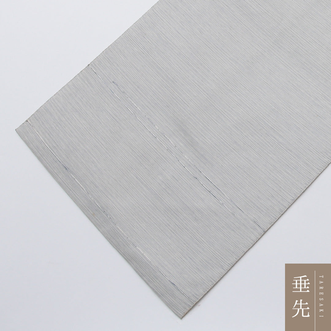 夏物 名古屋帯 ポイント柄 帯丈351cm カジュアル Aランク 正絹 切嵌め 紗 金駒刺繍 植物柄 グレー系 1224-02032