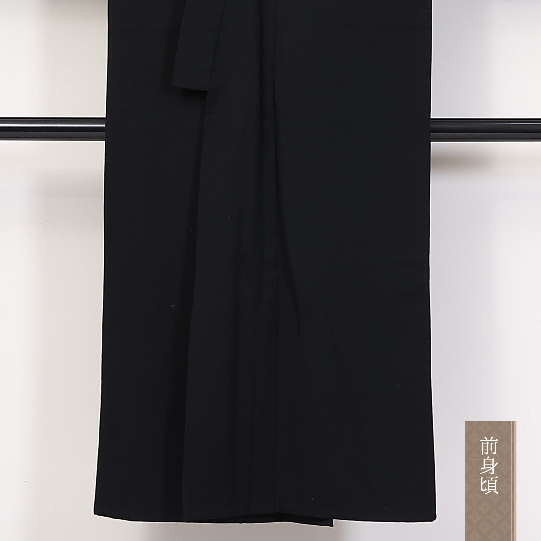 アンサンブル 男着物 単衣 身丈139cm 裄丈66cm 正絹 Aランク カジュアル 棒衿 Sサイズ 無地 シック 落ち着き 黒系 RP 1224-06273