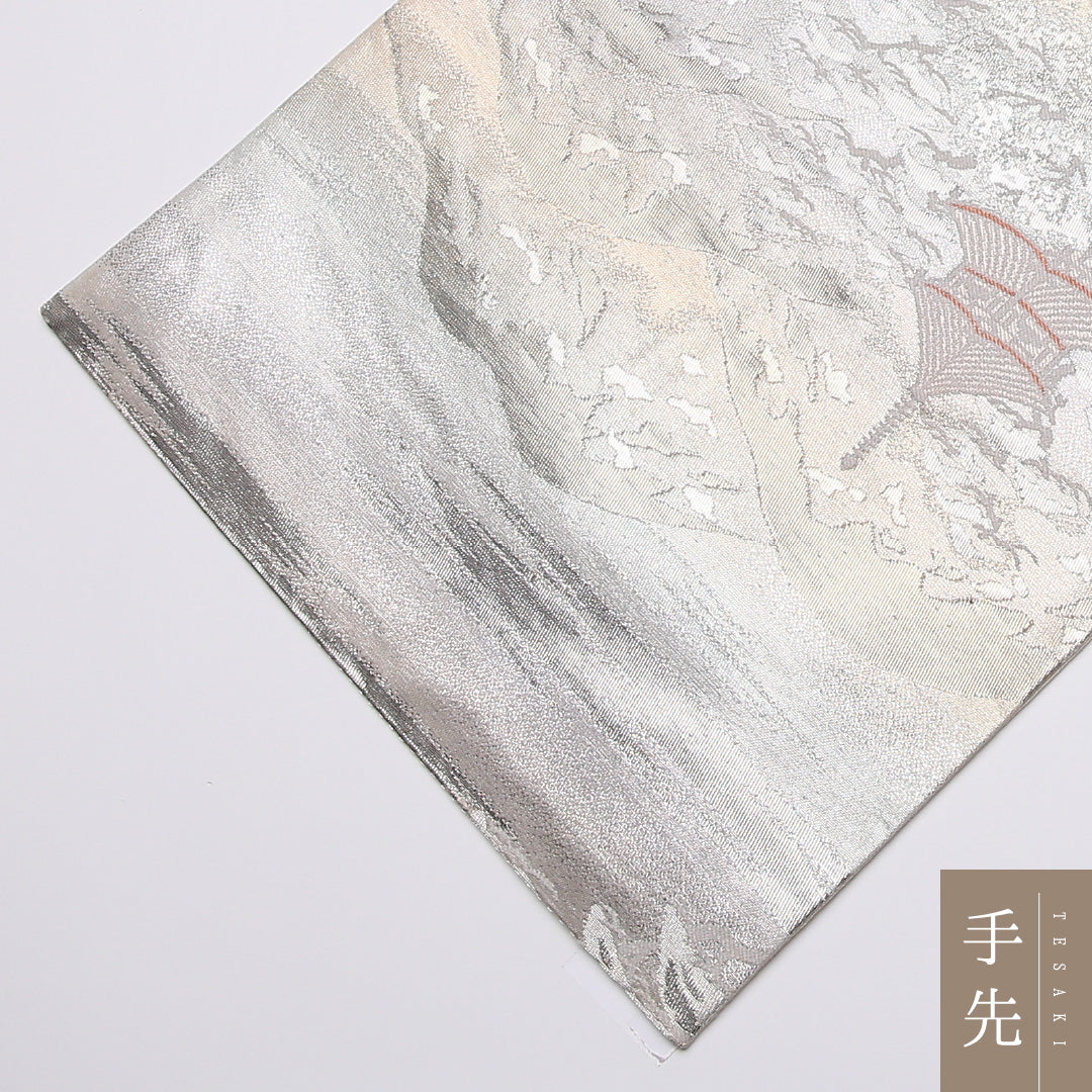 袋帯 帯丈432cm 六通 京洛百景 フォーマル セミフォーマル 緑系 正絹 Aランク 1223-01088