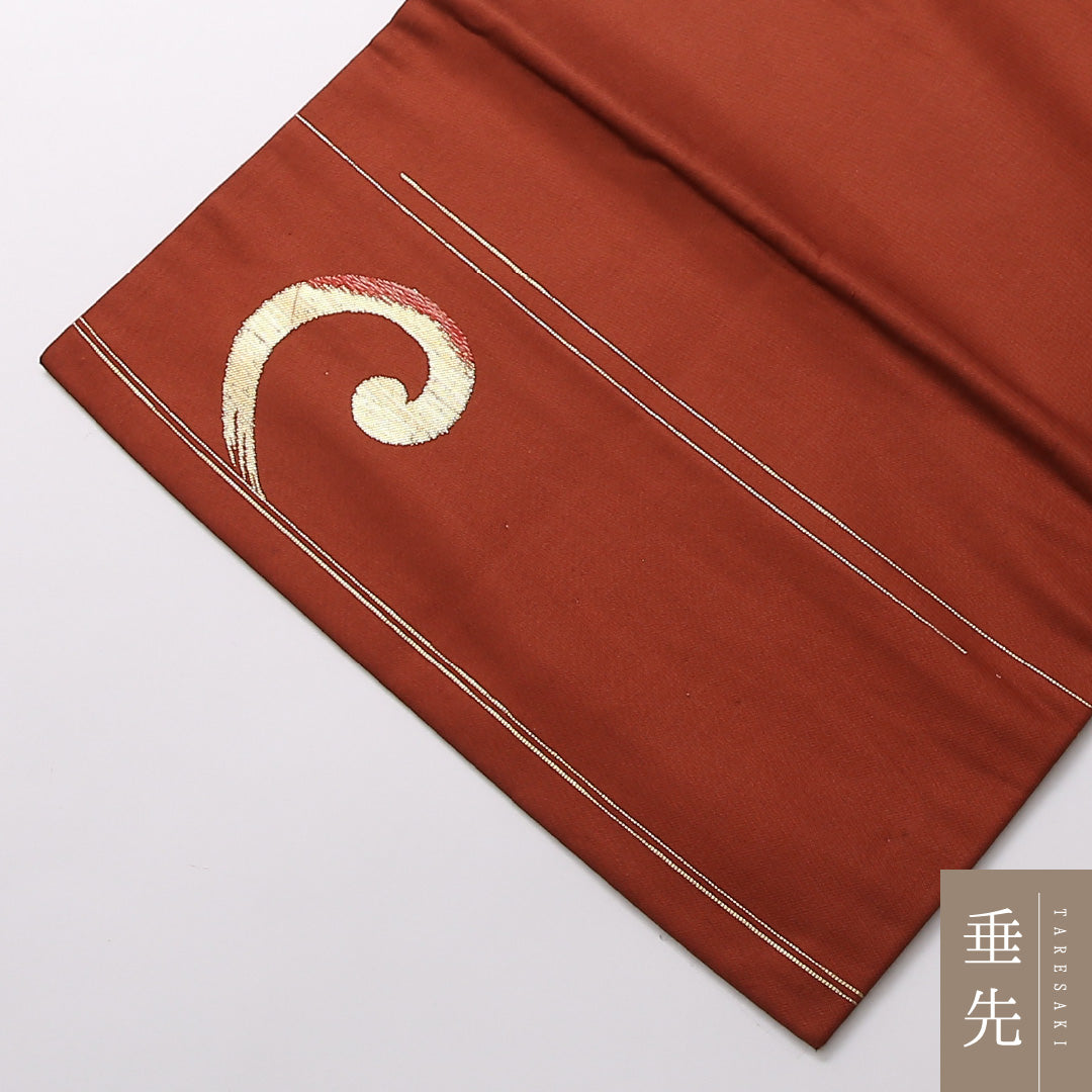 アンティーク 八寸 名古屋帯 帯丈329cm 名古屋仕立て ポイント柄 Bランク 正絹 唐織 創作柄 レトロ 可愛らしい 朱系 1224-02820