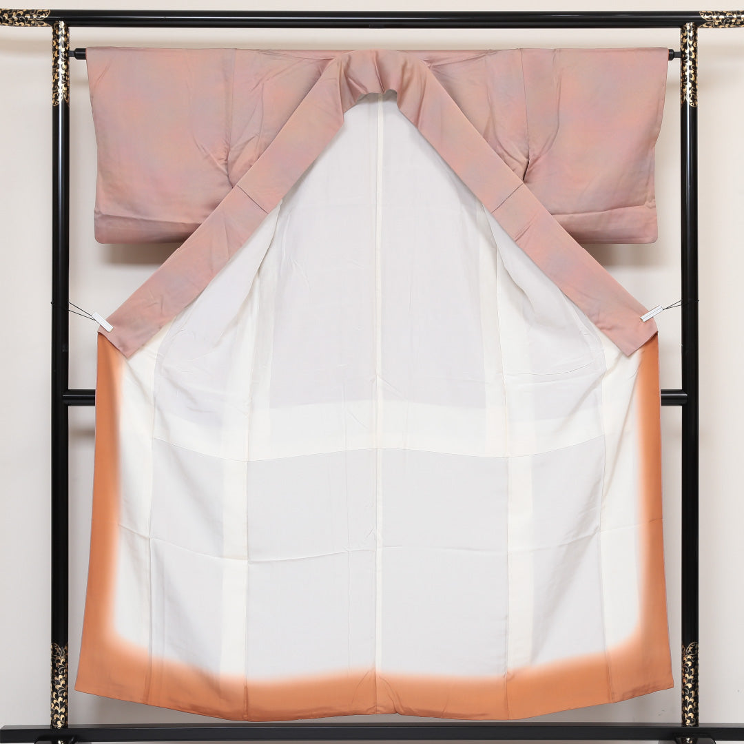 小紋 袷 身丈155cm 裄丈64cm 正絹 Aランク Mサイズ 広衿 一つ紋(蔦) セミフォーマル 無地 ぼかし染 グラデーション系 1215-01633