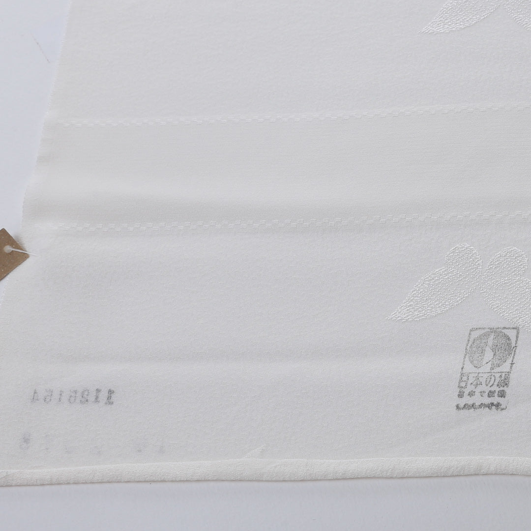 新品 反物 色無地 正絹 丹後ちりめん 蝶 証紙 白系 1232-00030-G040-11 1232-00030-G040