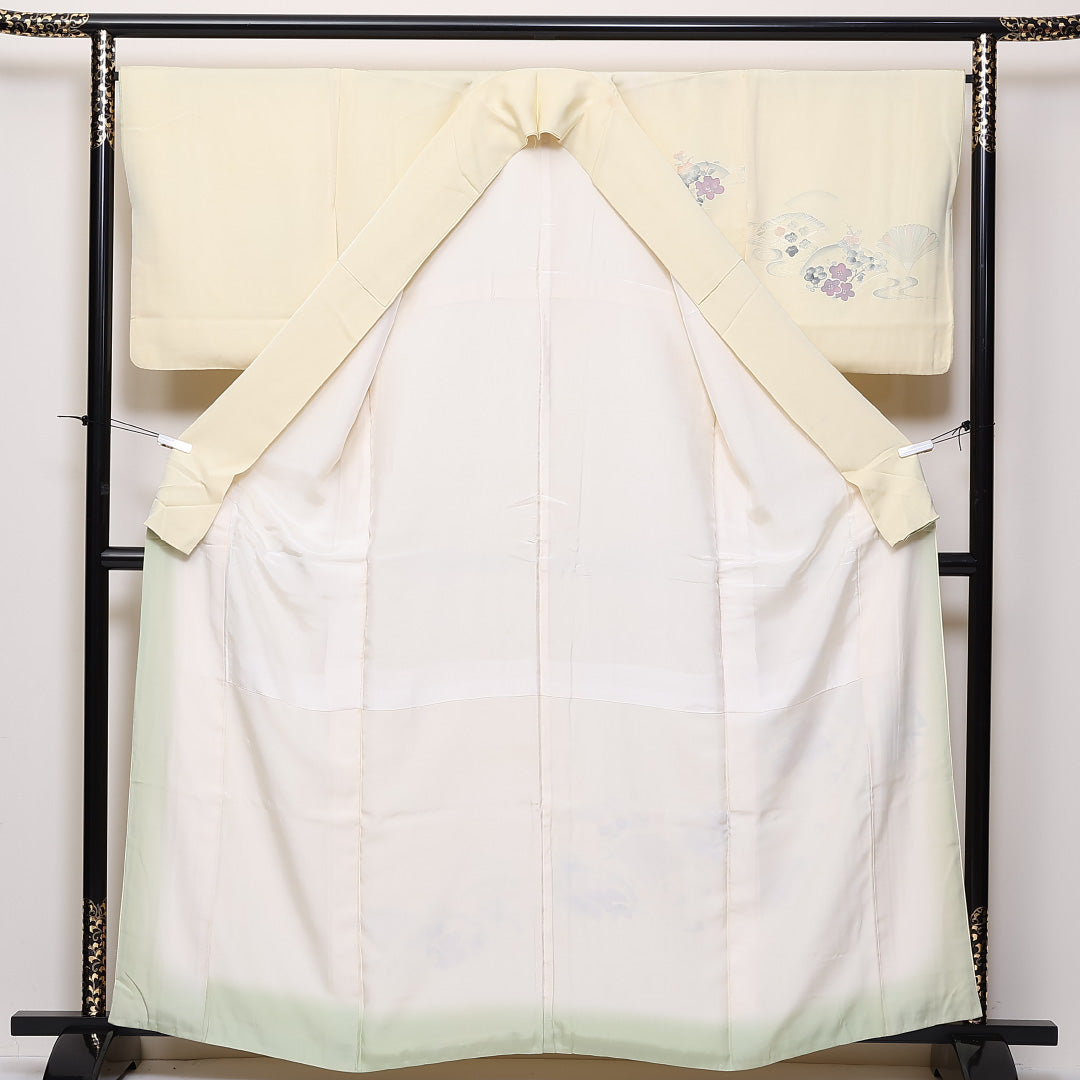 訪問着 袷 身丈162cm 裄67cm 正絹 梅 銀杏 流水 Cランク 1212-00702