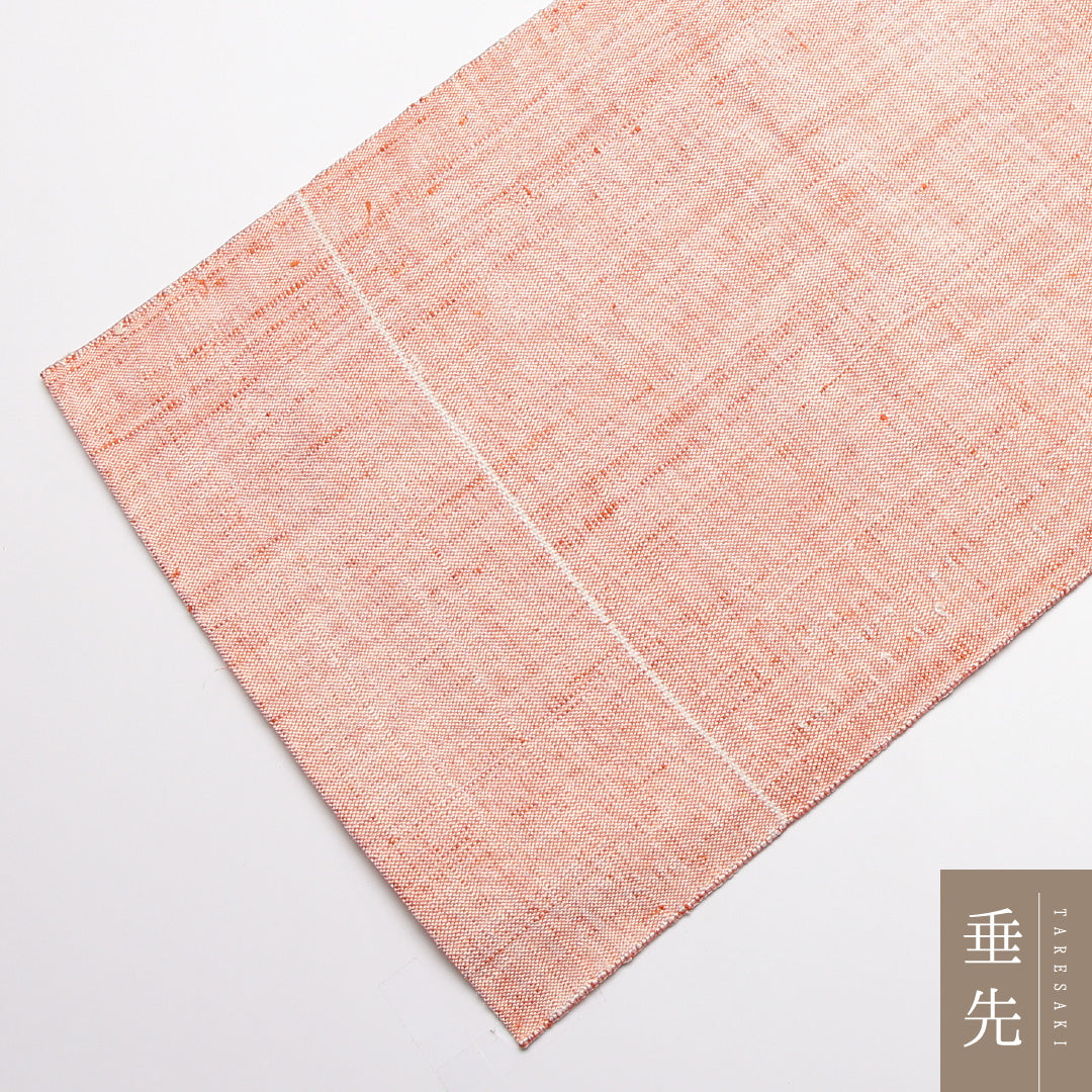 九寸名古屋帯 Bランク 帯丈364cm 正絹 ポイント柄 名古屋仕立て 織り カジュアル 紬 花柄 朱系 HP 1245-01894