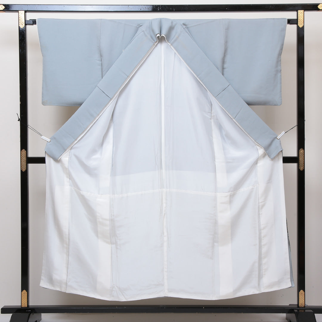 色留袖 五つ紋 丸に花菱 身丈151cm 裄丈66.5cm Cランク 正絹 袷 広衿 S 山水 丸に花菱 フォーマル 青系 1211-F0174