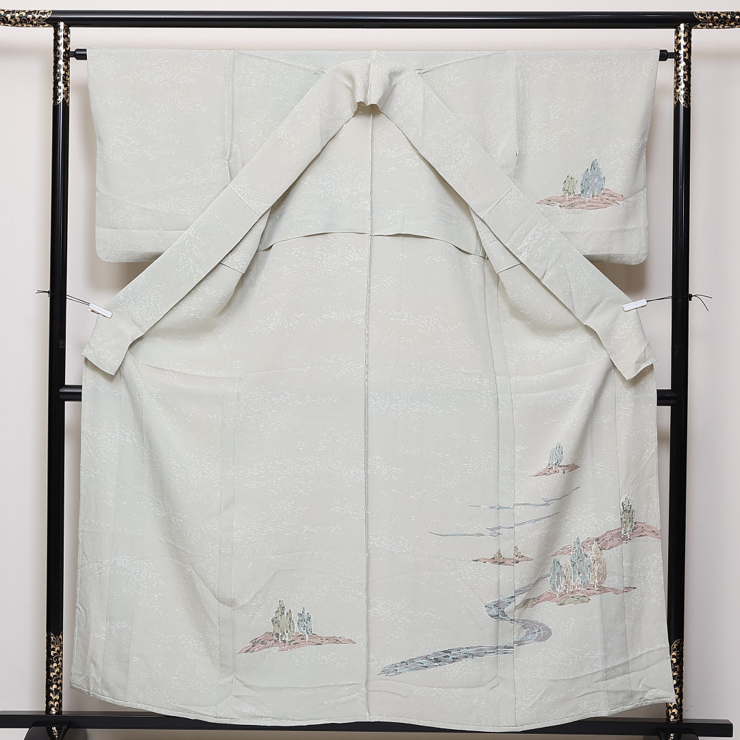 訪問着 単衣 身丈161cm 裄64.5cm 正絹 風景 Cランク 1212-00729